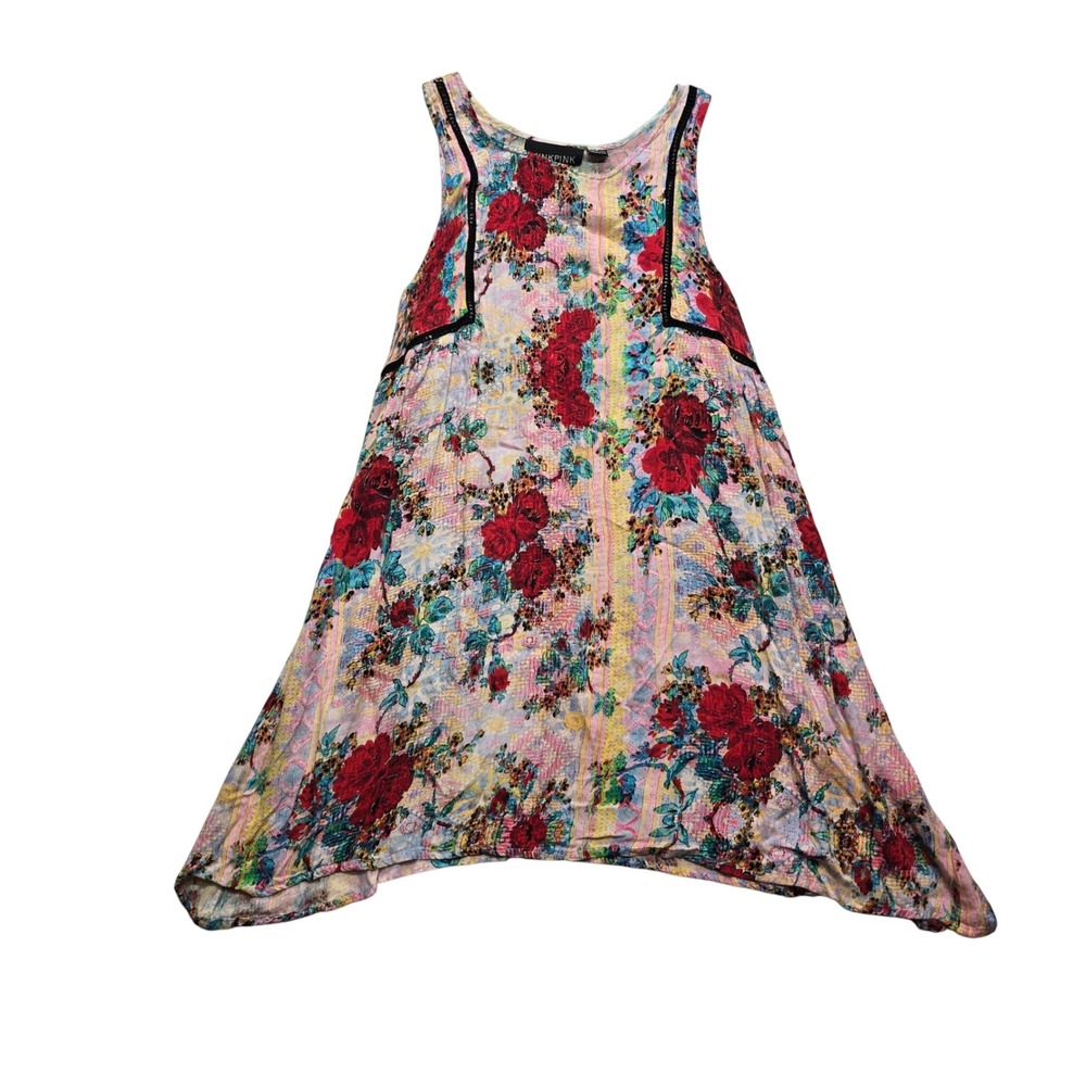 MinkPink Boho Floral Tunic Dress Sleeveless Swing Mini S